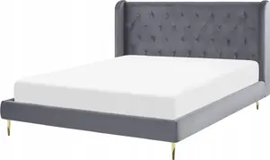 Кровать Beliani FORBACH 140 x 200 см серый велюр