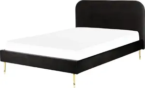 Кровать Beliani FLAYAT 140 x 200 см велюр чёрная