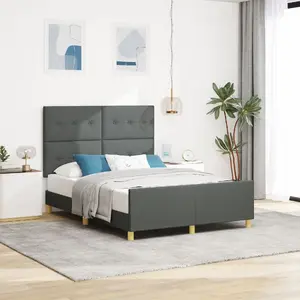 Каркас кровати VidaXL 160x200 см Тканевая обивка тёмно-серая