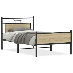 Каркас кровати VidaXL 4106976 — дубовый, ширина 113 см, длина 2,07 м, высота 91,5 см