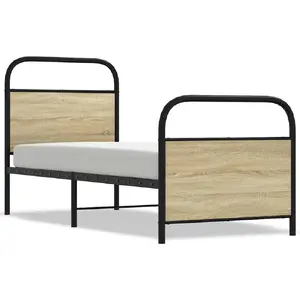 Каркас кровати VidaXL 4100272, цвет дуб, 112 см x 2,07 м, высота 100 см