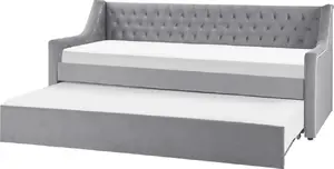 Gulta Beliani MONTARGIS 90 x 200 cm izvelkama, velūra, pelēka