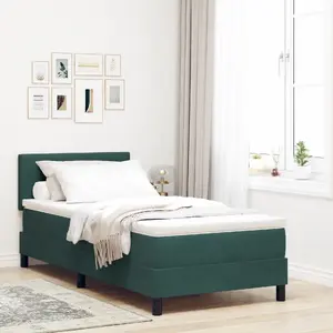 Кровать Box Spring с матрасом VidaXL 3339143 тёмно-зелёная велюровая односпальная