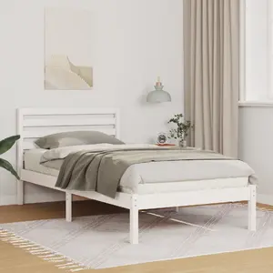 Каркас кровати с изголовьем VidaXL 90 x 200 см Белый Массив сосны