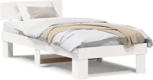 Каркас кровати с изголовьем VidaXL 90 x 190 см Белый массив сосны
