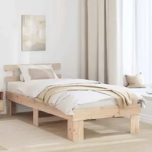 Gulta ar galvgali VidaXL 100x200 cm cieta priedes koksne
