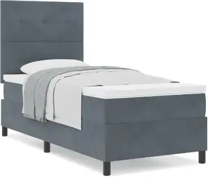 Kontinentālās gultas rāmis ar matraci VidaXL 80x200 cm tumši pelēks samts