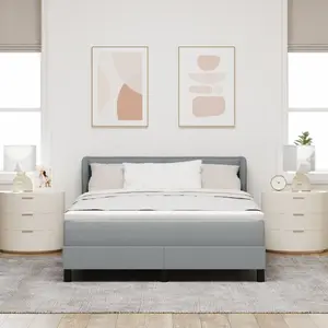 Кровать с матрасом VidaXL 140x200 см, светло-серый тканевый