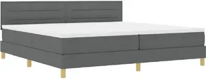 Кровать Box Spring VidaXL с матрасом и подсветкой LED, тёмно-серая ткань, 200x200 см