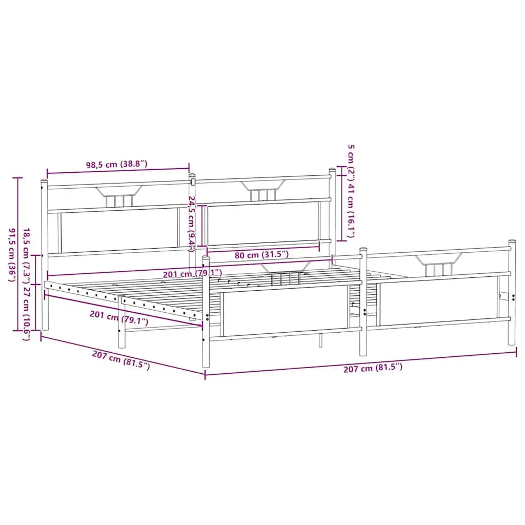 Каркас кровати VidaXL 3325101 дуб 207×207 см Photo 10