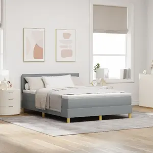 Gulta ar atsperu matraci VidaXL 140x200 cm Gaiši pelēks audums
