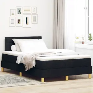 Континентальная кровать с матрасом VidaXL 120x200 см черная ткань