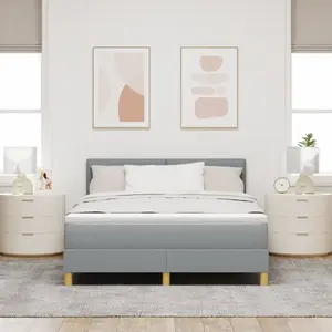 Континентальная кровать VidaXL 140x200 см с матрасом и подсветкой LED, серая ткань