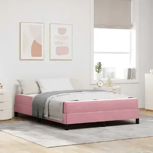 Континентальная кровать с матрасом VidaXL 140 x 200 см велюр розовая