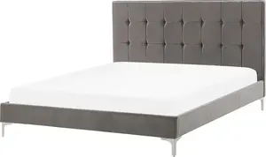 Кровать Shumee AMBERT 140 x 200 см велюровая, серая