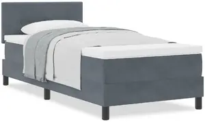Кровать Box Spring с матрасом VidaXL 100x200 см серый велюр