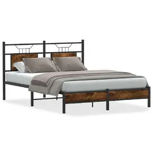 Каркас кровати VidaXL 4106889, дубовый цвет, 142.5×196×91.5 см