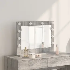 Spogulis VidaXL tualetes pelēks Sonoma MDF ar stiklu 60 x 45 x 18 cm