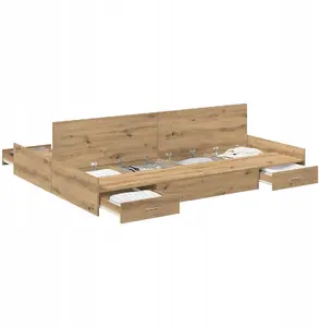 Каркас кровати с выдвижным ящиком VidaXL — отделка дуб artisan
