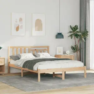 Каркас кровати VidaXL 135 x 190 см Коричневый Массив сосны
