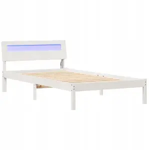 Кровать с изголовьем VidaXL 100 x 200 см белая массив сосны