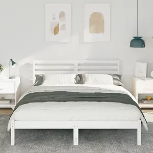 Каркас кровати с изголовьем VidaXL 140 x 200 см Белая сосна цельная древесина