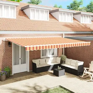 Sagaļojamā markīze VidaXL 500x350 cm oranža un dzeltena