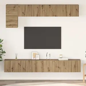 TV skapīšu komplekts VidaXL modelis 3393197, 5 daļas ar plauktu, artisan ozols, vidēji 100 cm