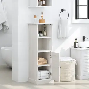 Vannas istabas skapis VidaXL modelis 4019112, balts priedes masīvkoks, 37 x 34 x 110 cm