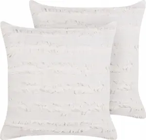 Decorative cotton cushion Beliani MAKNEH 45 x 45 cm white (set of 2)