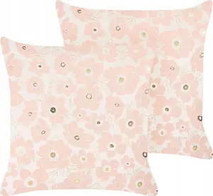 Decorative velour cushion set Beliani TRITELEIA, 2 pieces, pink
