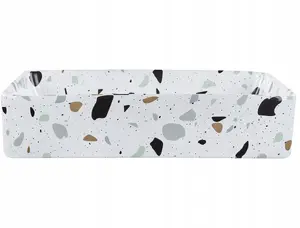 Countertop washbasin Beliani NULES ceramic 51 x 34 cm white with terrazzo effect