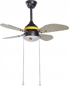 Griestu ventilators Beliani DOLORES melni‑dzeltenā krāsā — modelis 392757