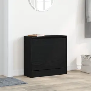 Shoe Cabinet VidaXL model 869101, Engineered Wood Black Oak finish, 60×21×57 cm