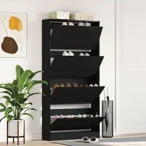 Kurpju skapis VidaXL modelis 3334027, inženierkoksne, melnā ozola apdare 80 x 21 x 163,5 cm