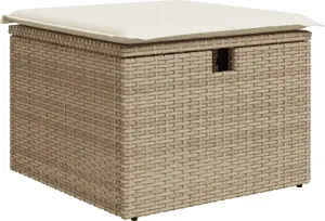 Outdoor Sofa Set VidaXL 8-piece with Cushions, Beige Rattan