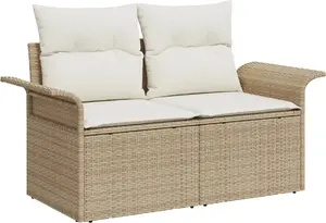 Outdoor sofa set VidaXL 6-piece with cushions, beige, synthetic rattan