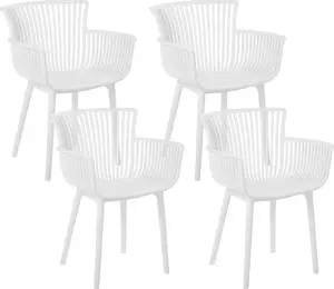 Dining chair set Beliani PESARO – 4 white chairs, upholstered PESARO model