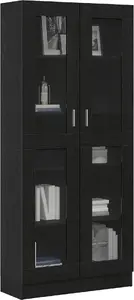 Grāmatu plauktu komplekts VidaXL 3329277, inženierte koksne, melnā ozola apdare, 82,5×30,5×185 cm (2 gab.)