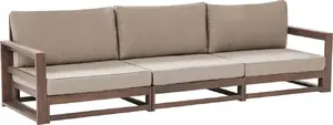 Three-seater sofa Beliani TIMOR with certified acacia wood frame, dark wood finish