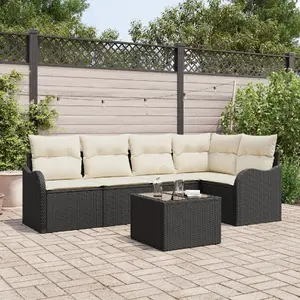 Outdoor garden furniture set VidaXL 5-piece brown poly rattan with cushions, 2-person set with storage black poly rattan