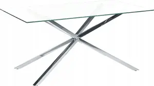 Ēdamistabas galds Beliani CORA stikla virsma 160 x 90 cm sudraba