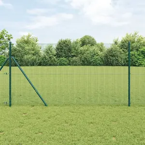 Садовое ограждение VidaXL Spawane с 7 столбами зелёное 1.2 x 10 м стальное