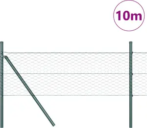 Сетка-ограждение (шестиугольная) VidaXL 0,5 x 10 м зелёная сталь