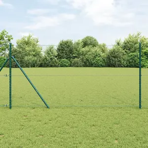 VidaXL sešstūra žogs zaļš 1,2x100 m tērauda ar 13 žoga stabiņiem 32 mm x 170 cm cinkoti