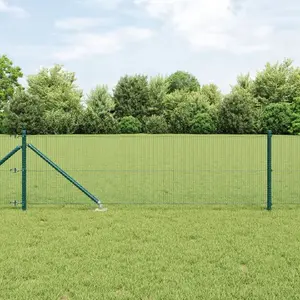 VidaXL metināta stiepļu žogs ar 13 stabiņiem, zaļš, 0.8 x 25 m, tērauds