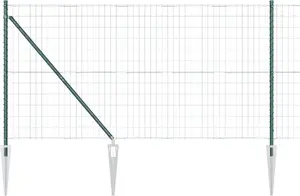 Заборный секционный модуль VidaXL Euro с 7 столбами 1,2x10 м из оцинкованной стали зелёный