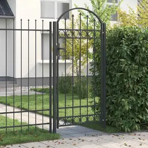 Садовые ворота VidaXL модель 42008929, окрашенная сталь, серые, 100 x 250 см