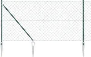 Забор из цепной сетки VidaXL 1,4 x 10 м с 7 опорными столбами, оцинкованная сталь