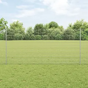 VidaXL metināta stieples žoga ar 44 stabiņiem sudraba 1,2 x 50 m tērauds